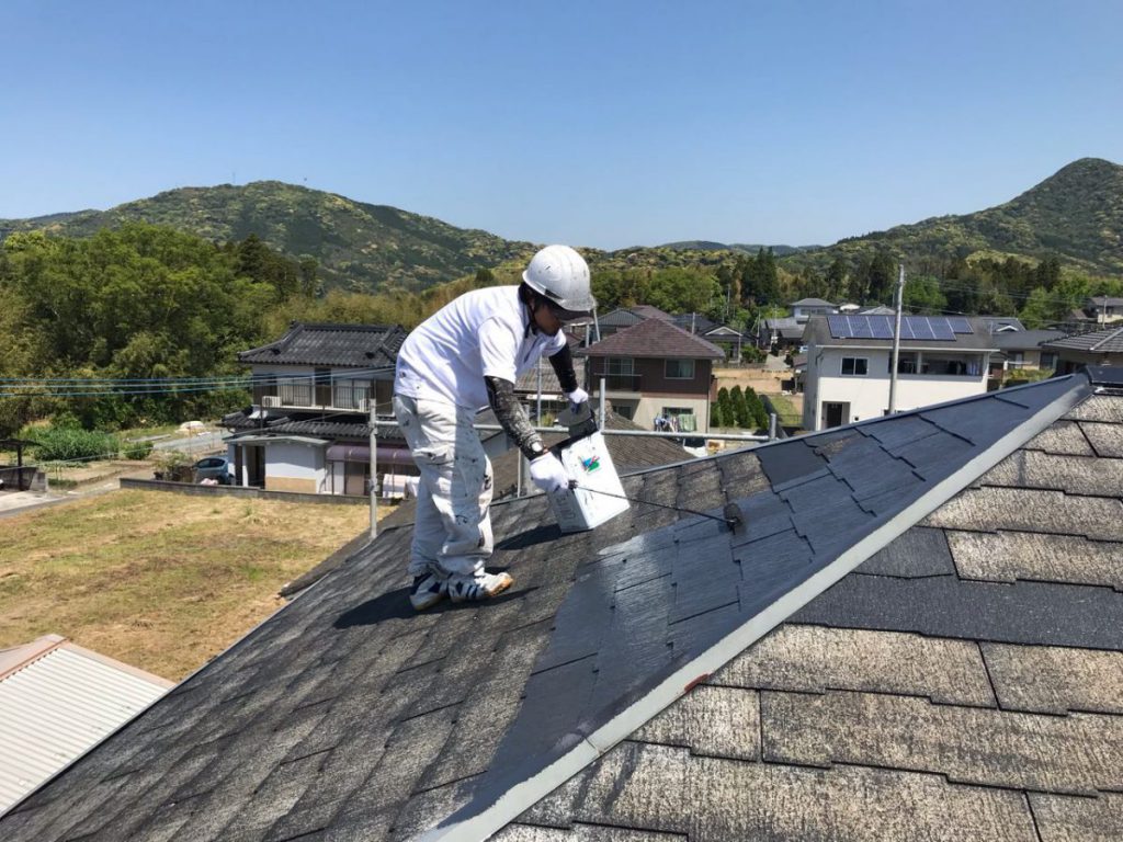 いちき串木野市屋根塗装中塗りの様