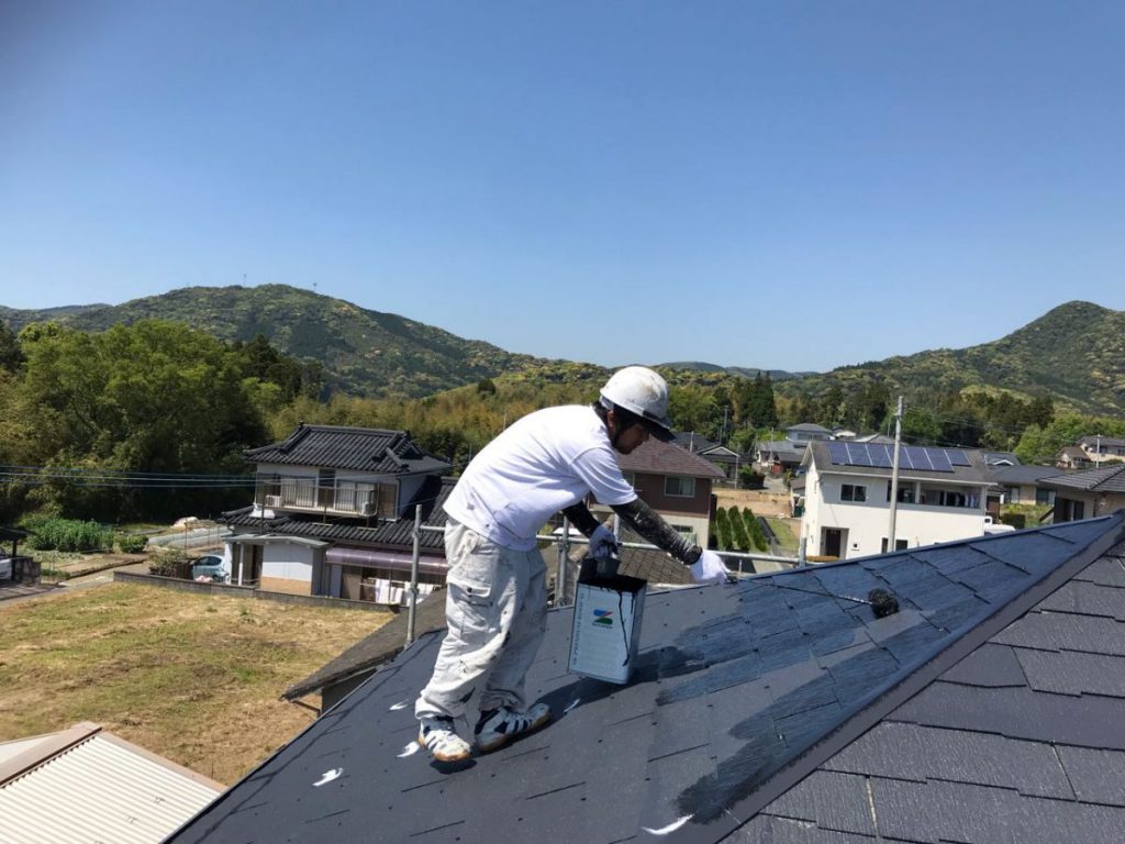 いちき串木野市屋根塗装の様子